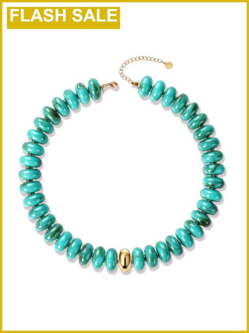 Chunky Beaded Boho Necklace with Lobster Clasp 16 inch Resin Beaded Strand